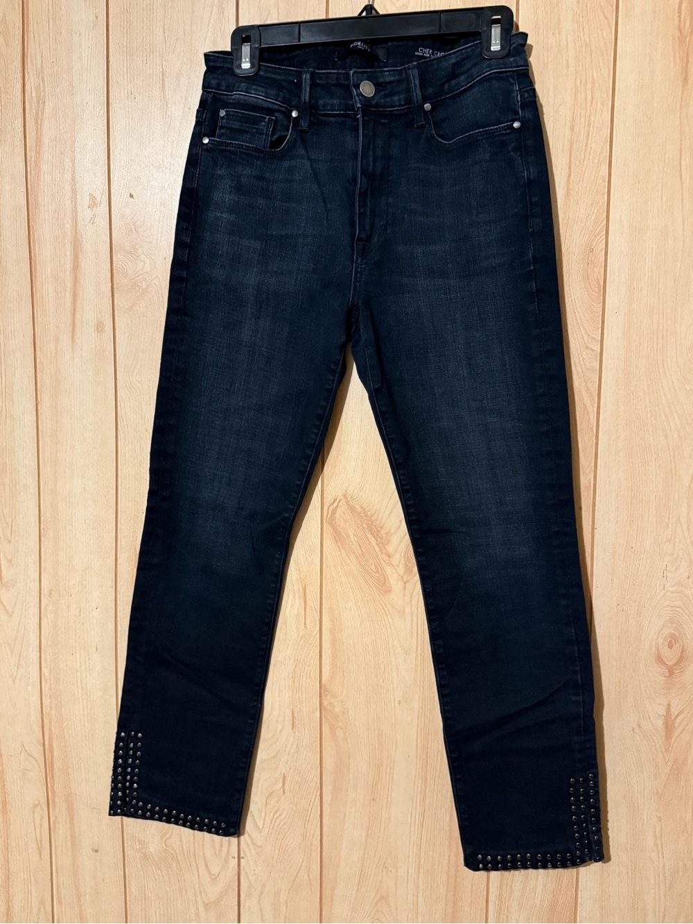 Fidelity Dark Blue Ankle Jeans with Studded Hem
